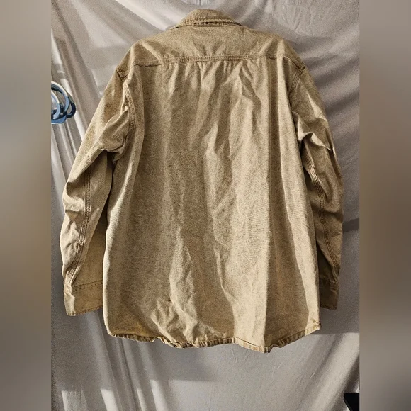 Vintage Carhartt Shirt Jacket Mens XL-2X Vintage Tan Acid Wash Button Down Rare